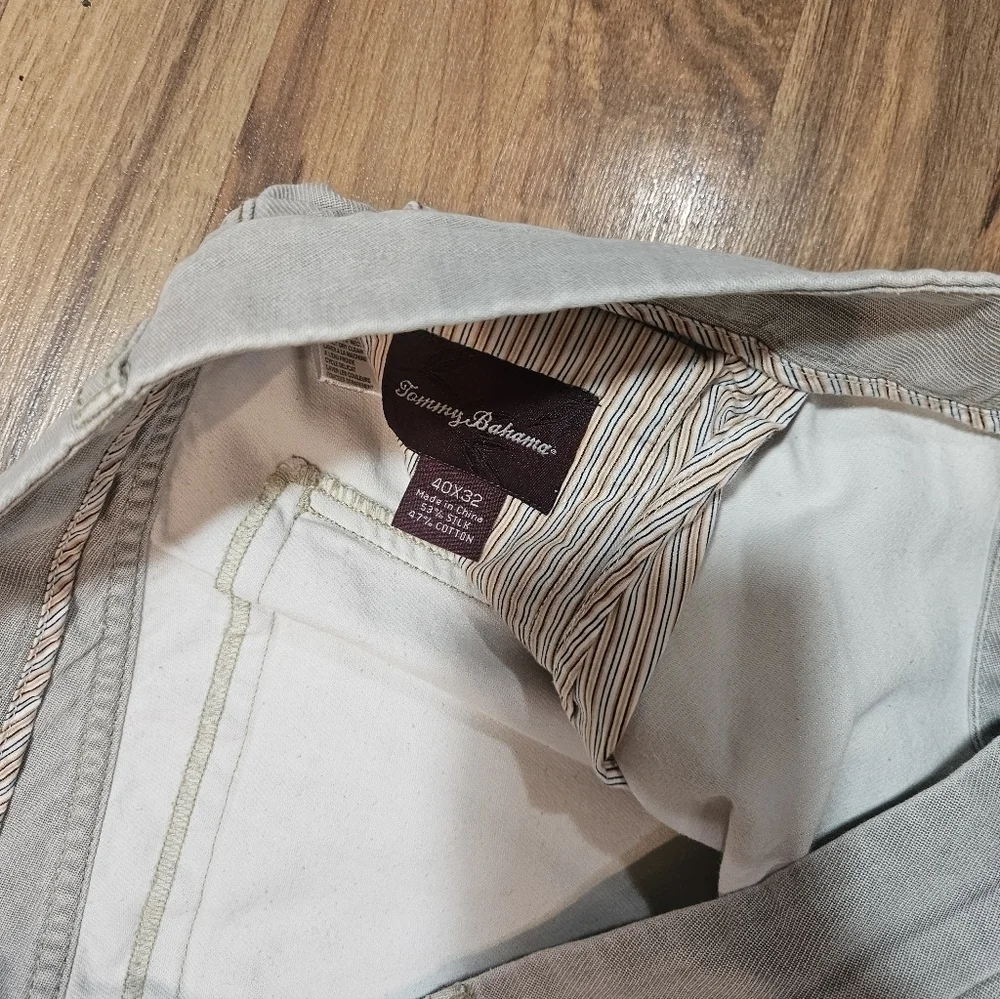 Tommy Bahama Jeans Mens 38x32 Gray Silk Cotton Blend Straight Leg Stretch Pant